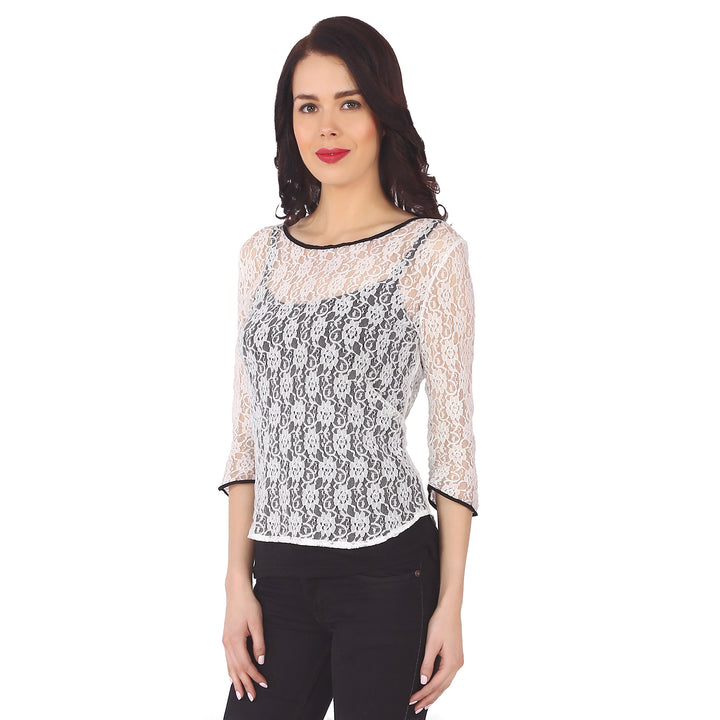 White Floral Lace Top