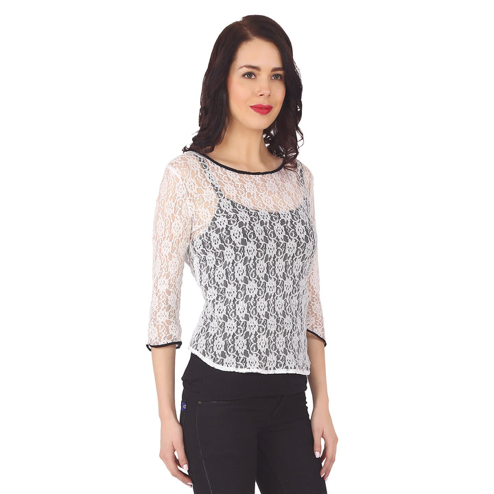 White Floral Lace Top