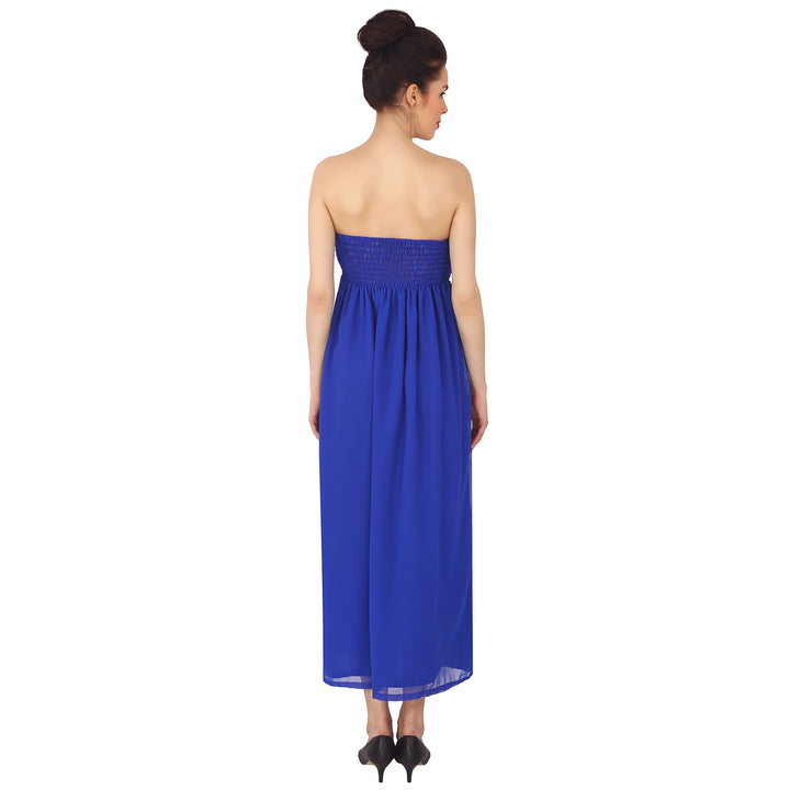 Royal Blue Chiffon Gathered Gown