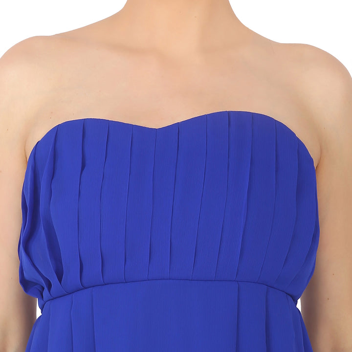 Royal Blue Chiffon Gathered Gown