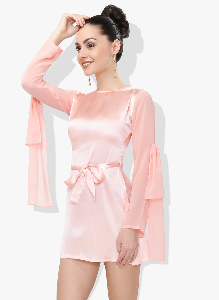 Peach Princess Satin Dress