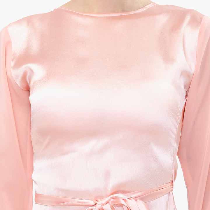 Peach Princess Satin Dress