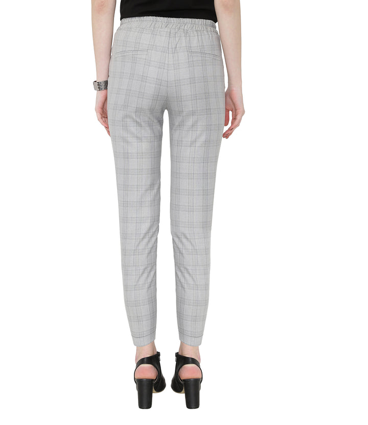 Grey Checks Formal Pants