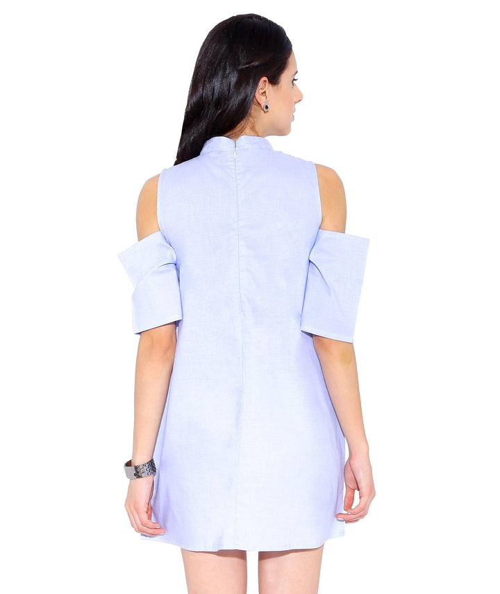 Light Blue Cold Shoulder Dress.