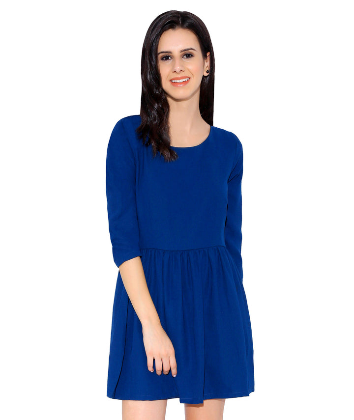 Ink Blue Gathered Dress