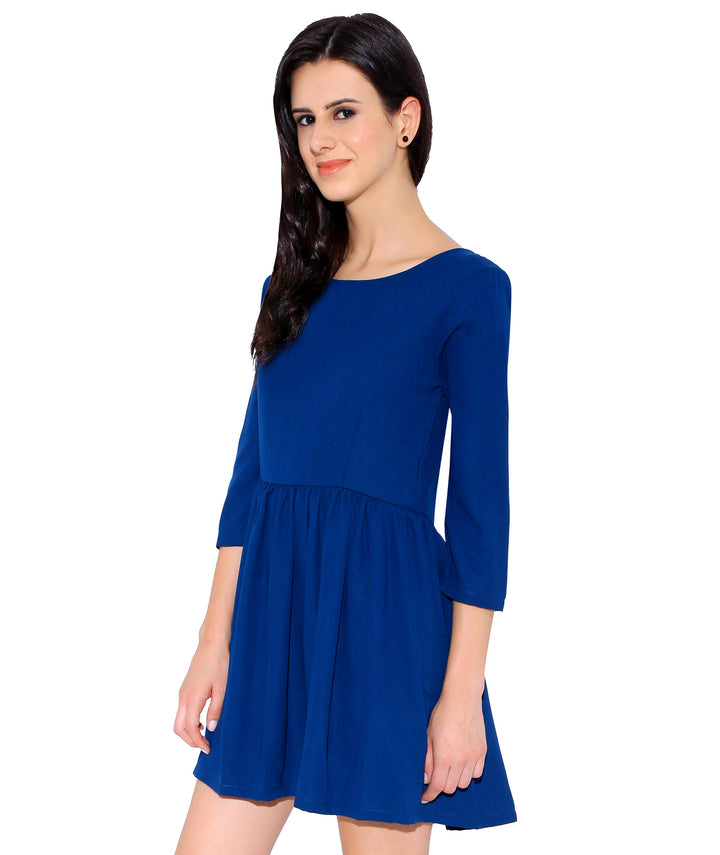 Ink Blue Gathered Dress