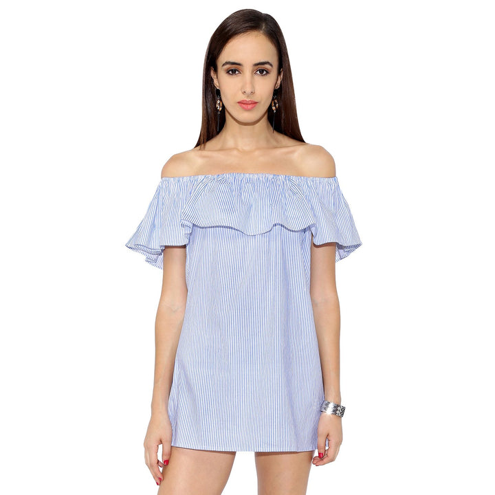 Cotton Stripes Bardot Dress