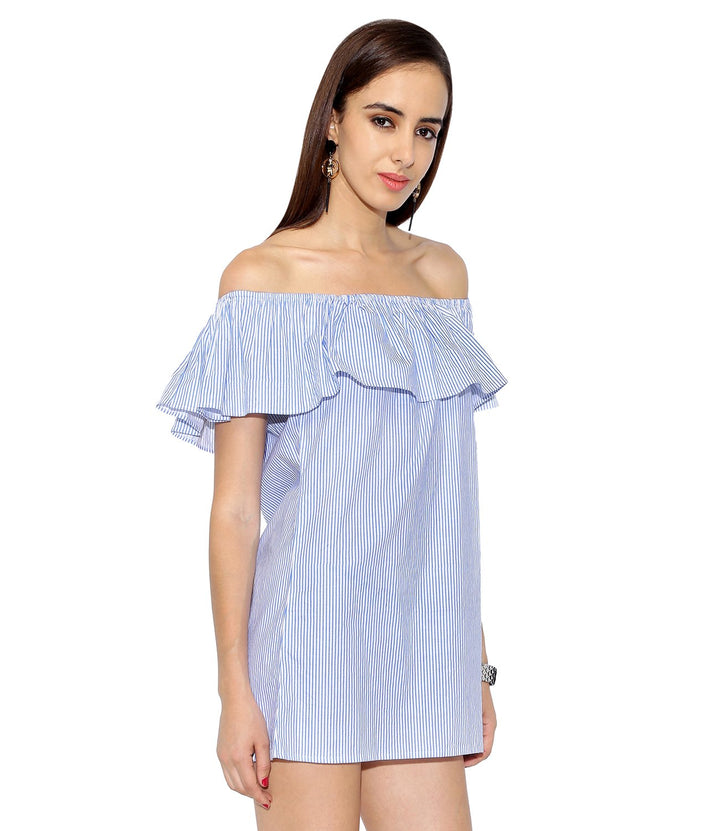 Cotton Stripes Bardot Dress