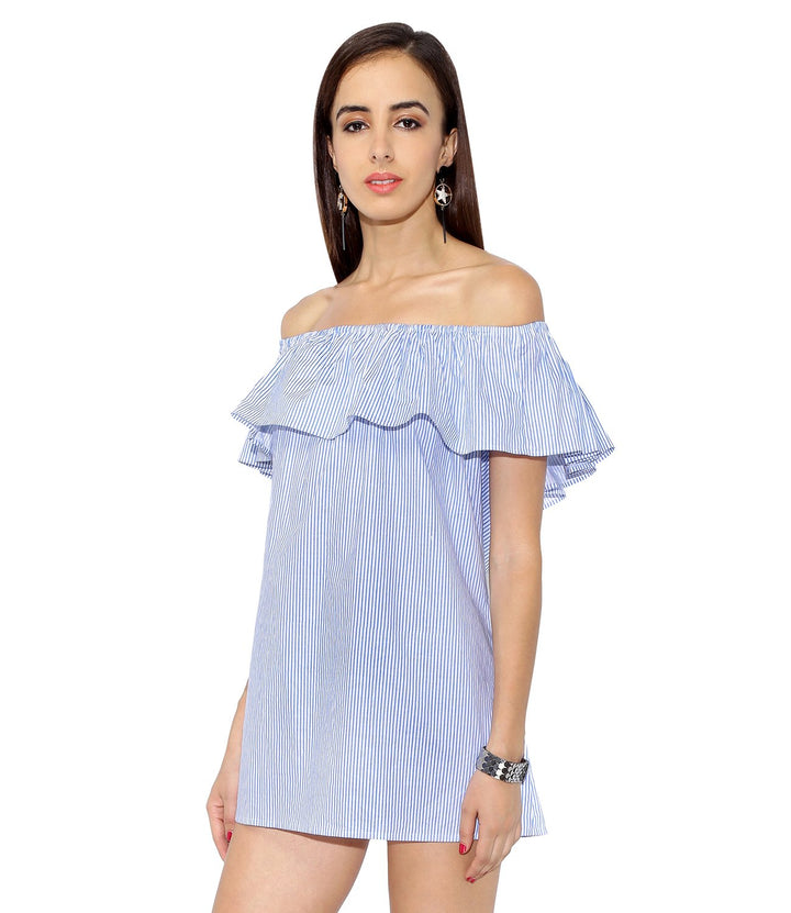 Cotton Stripes Bardot Dress