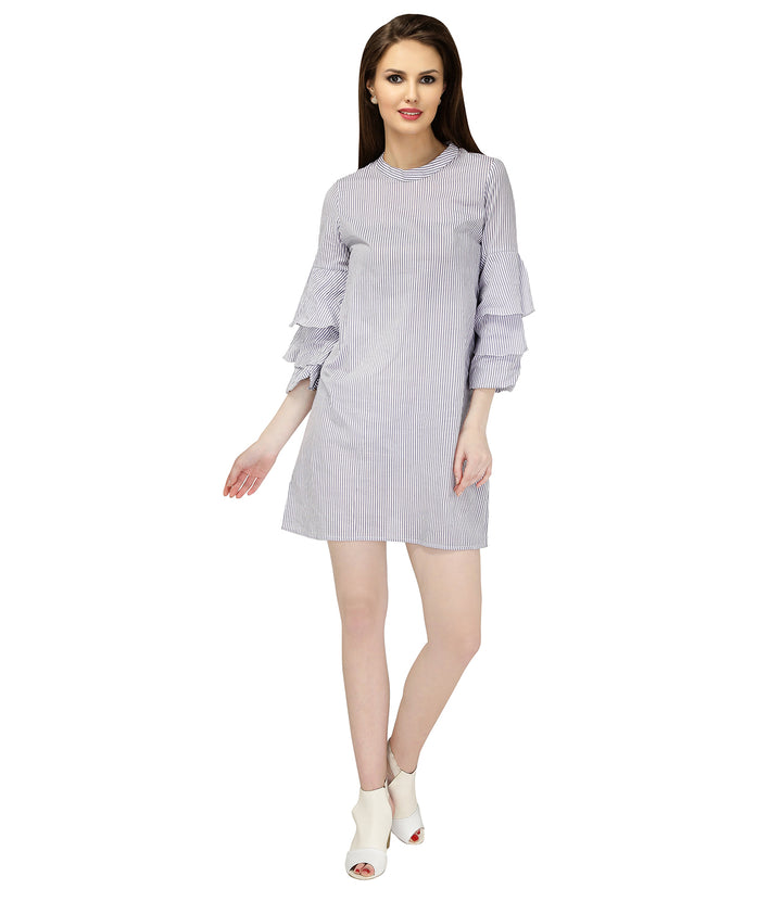 Grey Stripes Cotton Dress