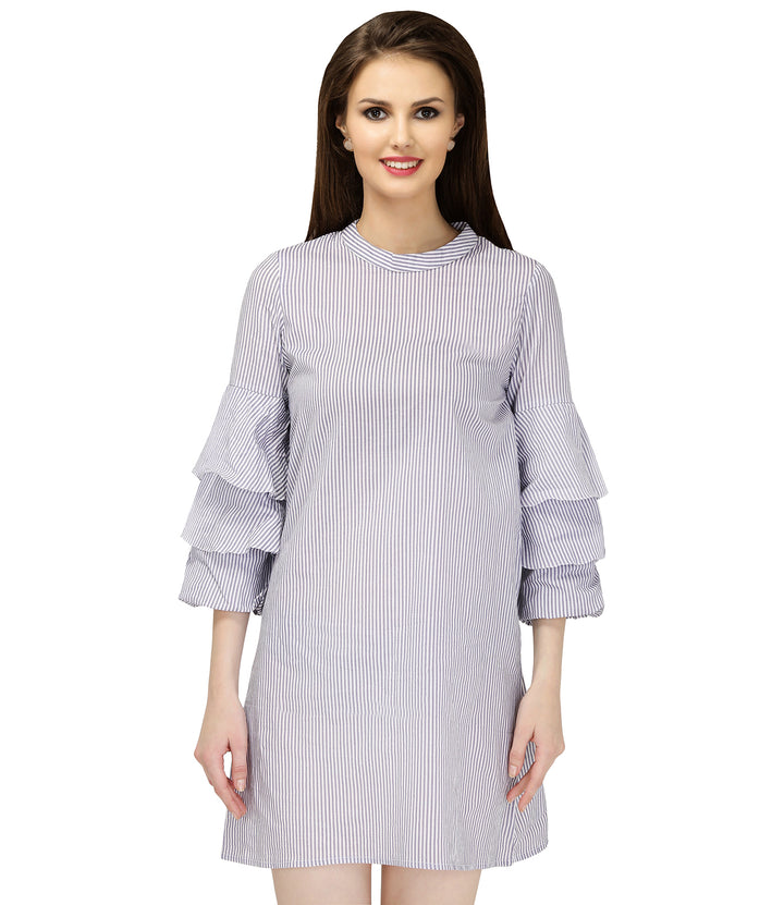 Grey Stripes Cotton Dress