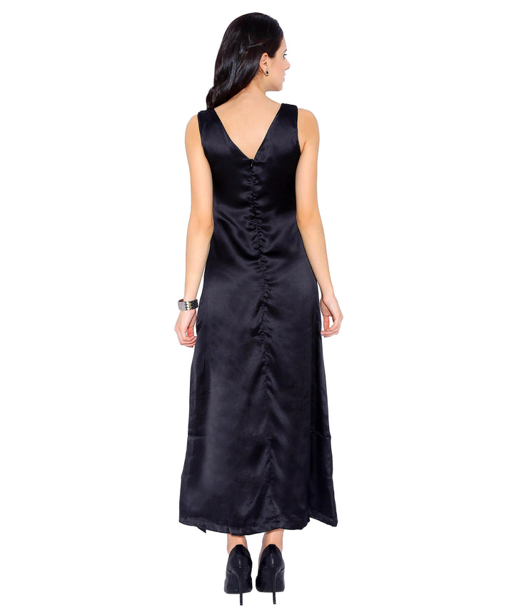 Black Satin Maxi Dress