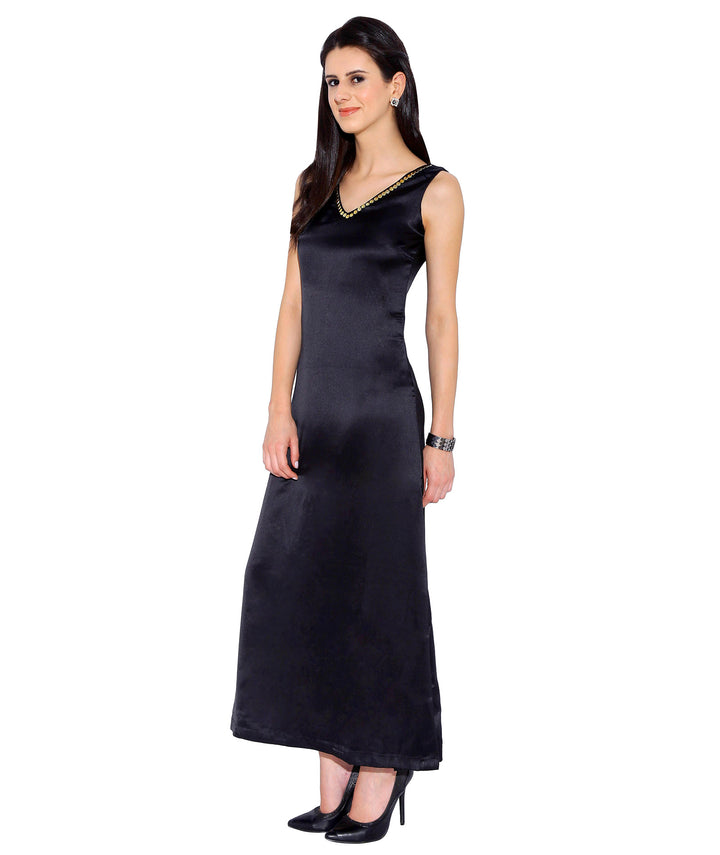 Black Satin Maxi Dress