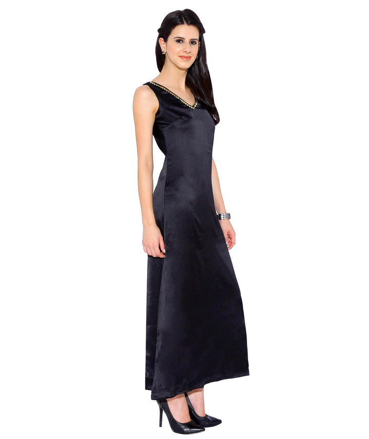 Black Satin Maxi Dress
