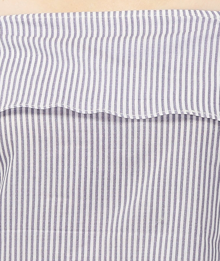 Cotton Striped Off Shoulder Crop Top