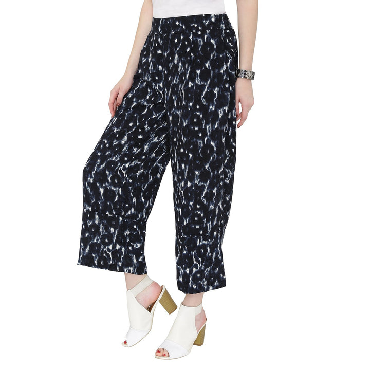 Blue Printed Flared Pants