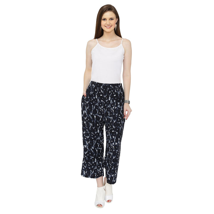 Blue Printed Flared Pants