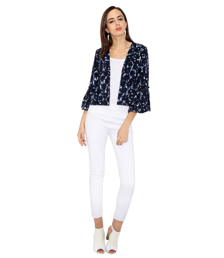 Short Frilled Printed Jacket