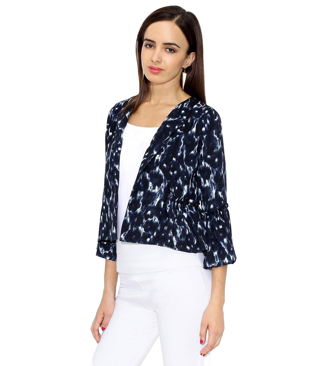 Short Frilled Printed Jacket