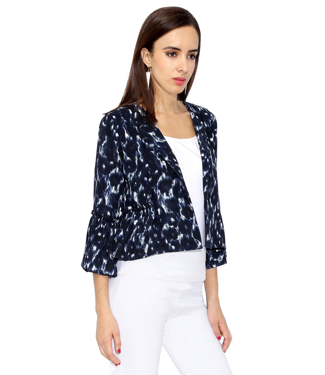 Short Frilled Printed Jacket