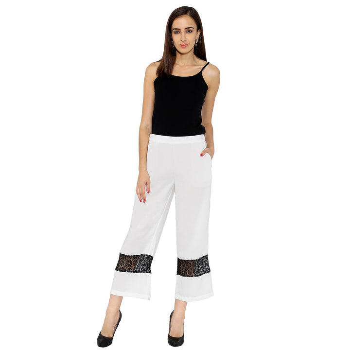 White Pants With Black Lace