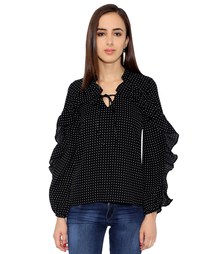 Polka Dot Frilled Top