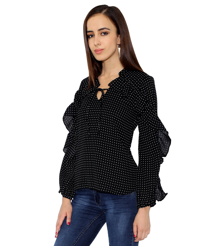 Polka Dot Frilled Top