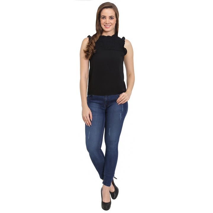 Frilled Arms Semi Lace Top