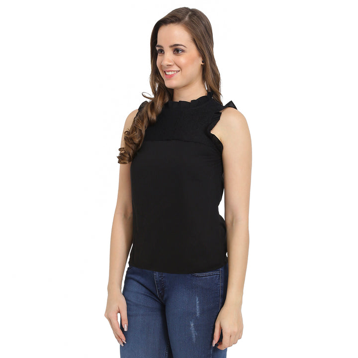 Frilled Arms Semi Lace Top