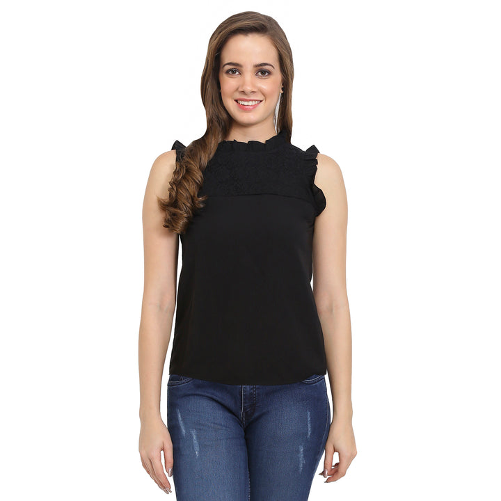 Frilled Arms Semi Lace Top