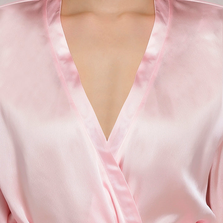 Pink Satin Lace Robe