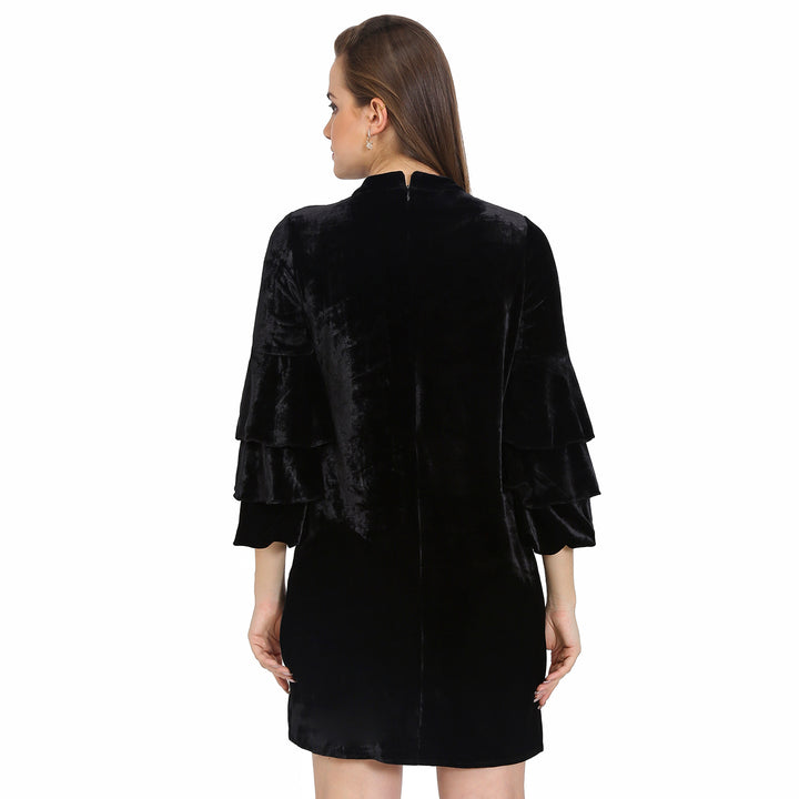 Black Velvet Bell Sleeves Dress