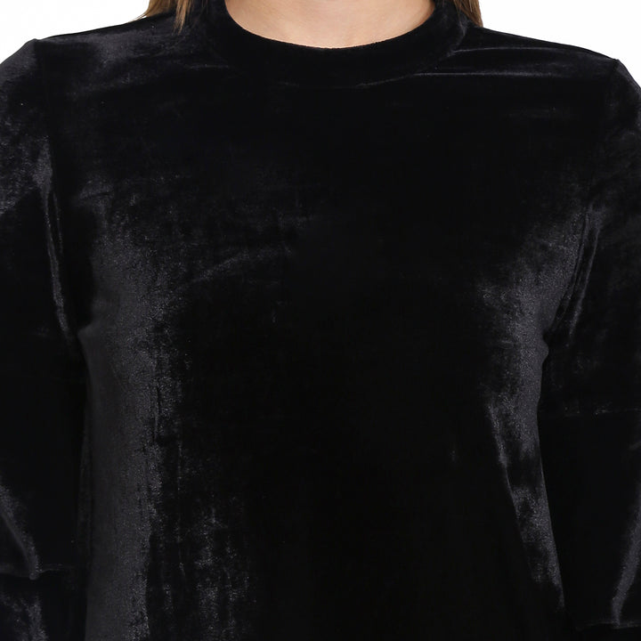 Black Velvet Bell Sleeves Dress