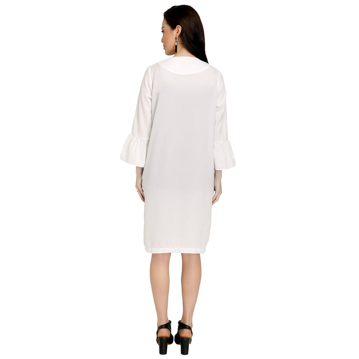 White Frilled Sleeves Long Coat