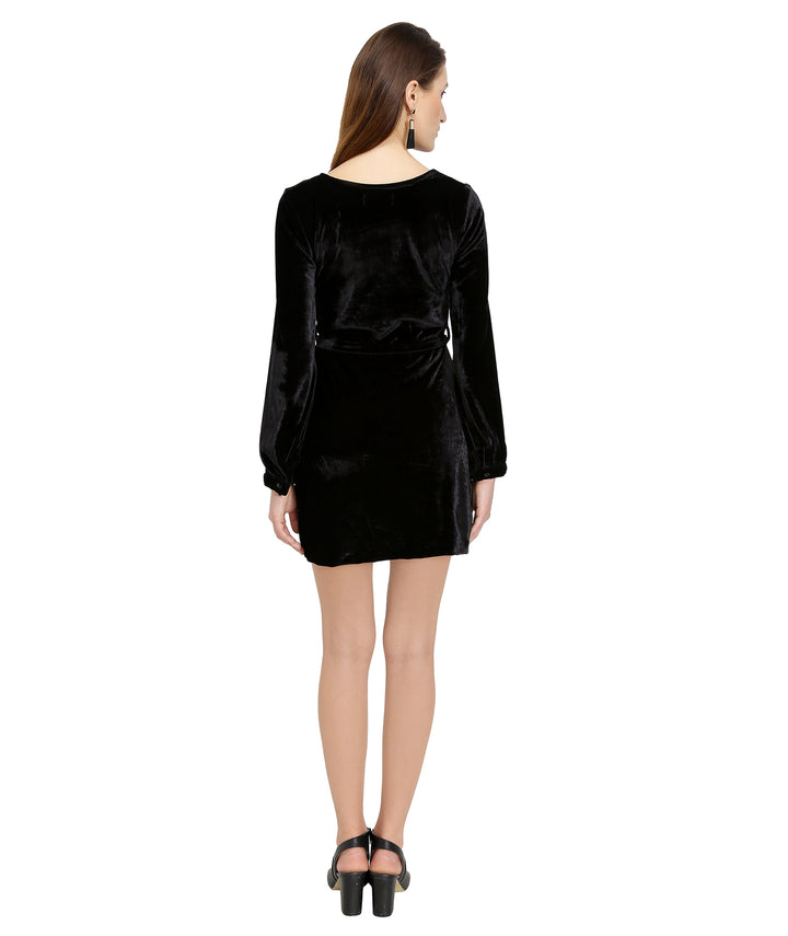 Velvet Balloon Sleeves Dress
