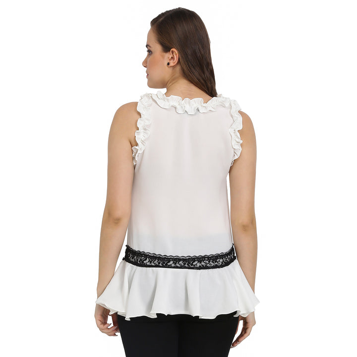 White Frilled Lace Top