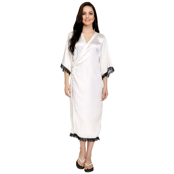 White Satin and Lace Robe