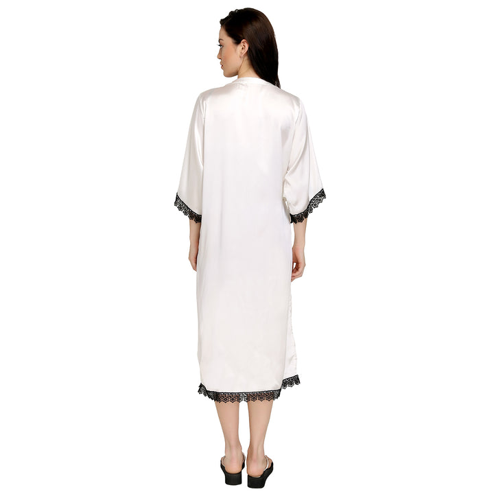 White Satin and Lace Robe