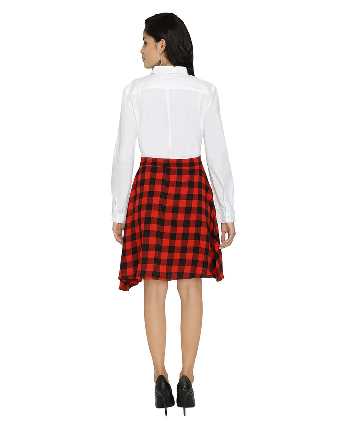 Red Checks Cotton Shirt Dress