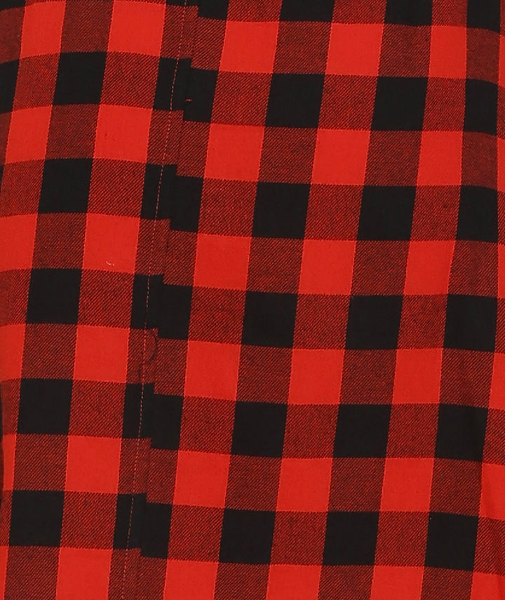 Red Checks Cotton Shirt Dress