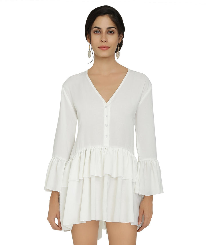 White Long Georgette Belle Top