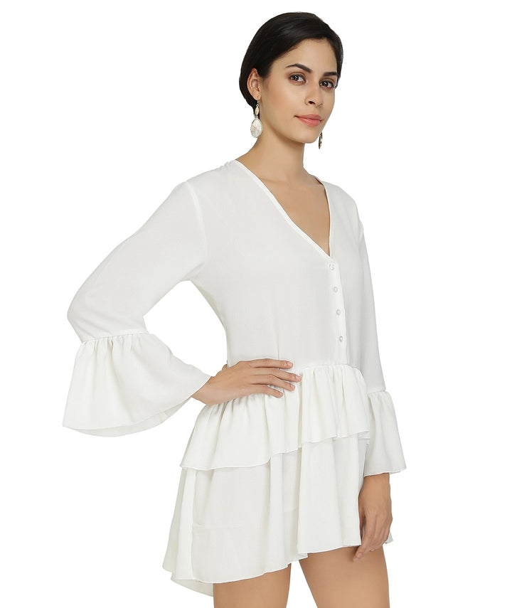 White Long Georgette Belle Top