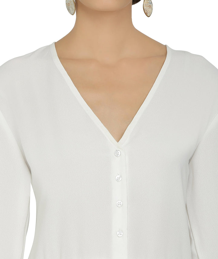 White Long Georgette Belle Top