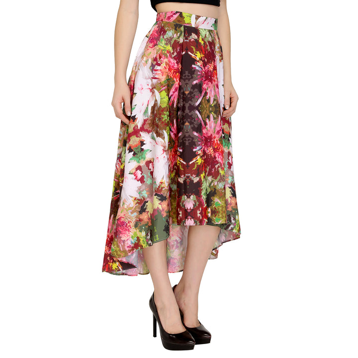 Asymmetric Floral Printed Skirt