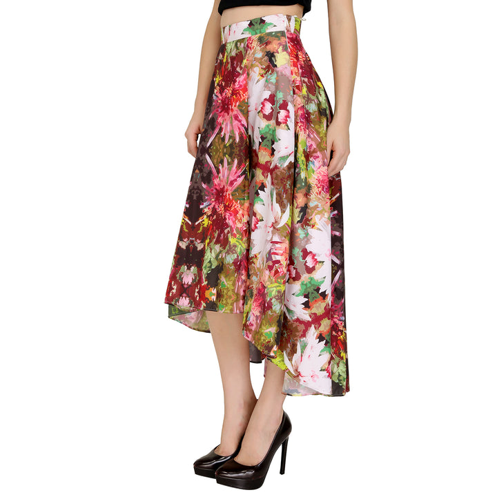 Asymmetric Floral Printed Skirt