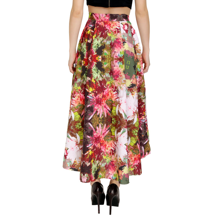 Asymmetric Floral Printed Skirt