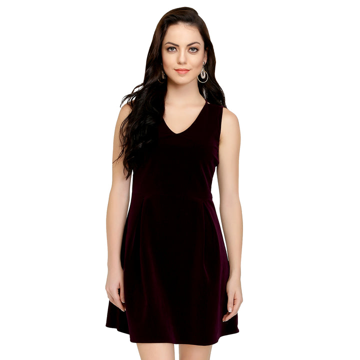 Purple Cross Back Velvet Dress