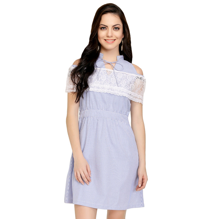 Lace And Cotton Cold Shoulder Dress