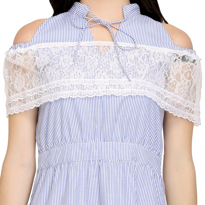 Lace And Cotton Cold Shoulder Dress
