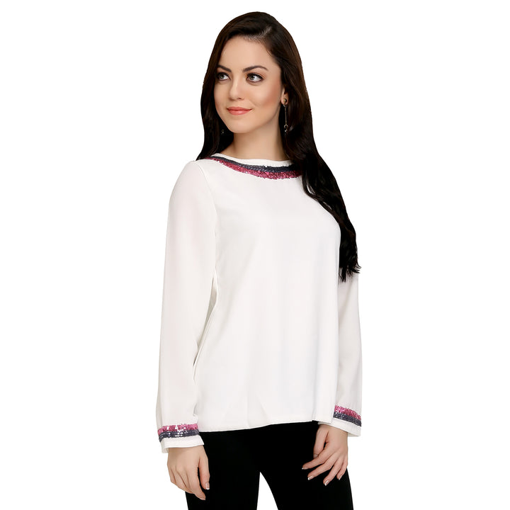 White Georgette Back Open Top